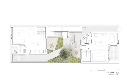 Dossier de presse | 1676-01 - Communiqué de presse | La Géode - ADHOC architectes - Architecture résidentielle - Plan niveau 1 - Crédit photo : ADHOC architectes