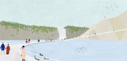 Dossier de presse | 2647-02 - Communiqué de presse | Concours international d’idéesRêvons nos rivières : trois lauréats au concours pour quatre rivières - Ville de Québec - Design urbain -  Troisième prix -&nbsp;Secteur du parc de la Chute-Montmorency - Crédit photo :  L’équipe JOO HYUNG OH