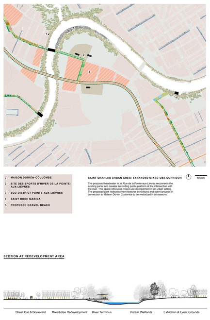 Dossier de presse | 2647-02 - Communiqué de presse | Concours international d’idéesRêvons nos rivières : trois lauréats au concours pour quatre rivières - Ville de Québec - Design urbain - Premier prix -&nbsp;River Saint Charles Area of Interest - Crédit photo : L’équipe CADASTER