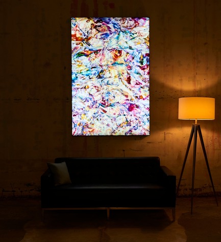 Press kit | 2796-01 - Press release | Big Naked Wall Creates New Art Category with Backlit Frames - Big Naked Wall - Art -  Titled "&nbsp;Colored Spectacle" by Mark Lovejoy, this is another picture displaying the beauty and size of the backlit frames darker setting.&nbsp;  - Photo credit: Big Naked Wall