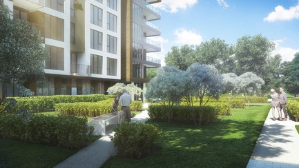 Dossier de presse | 3070-01 - Communiqué de presse | DevMcGill et TGTA remportent un prestigieux Prix INOVA décerné par l’IDU pour leur projet Le Castelnau - DevMcGill - Architecture résidentielle - Parc - Crédit photo : DevMcGill