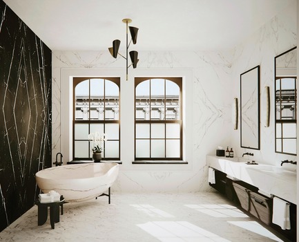Dossier de presse | 3127-01 - Communiqué de presse | NYC Loft - DJDS - Dorothee Junkin Design Studio - Design d’intérieur résidentiel - NYC Loft, Master Suite - Bathroom - Crédit photo : DJDS - Dorothee Junkin Design Studio