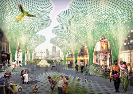 Dossier de presse | 2560-02 - Communiqué de presse | A 58 km2 Visionary Master Plan, Jakarta Jaya: the Green Manhattan, Wins a WAFX Prize - SHAU - Design urbain -         Shopping district with diverse tropical public space activities - Crédit photo : @shauarchitects
