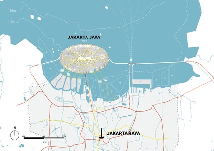 Dossier de presse | 2560-02 - Communiqué de presse | A 58 km2 Visionary Master Plan, Jakarta Jaya: the Green Manhattan, Wins a WAFX Prize - SHAU - Design urbain -         Connectivity map of Jakarta Jaya: the Green Manhattan and Jakarta Raya: the old city - Crédit photo : @shauarchitects