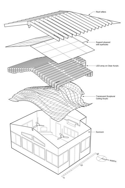 Dossier de presse | 3072-01 - Communiqué de presse | Arrivée de la lumière - Flynn Architecture & Design - Design d’éclairage -  Axonométrique - Crédit photo : Matt Flynn