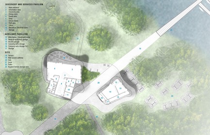 Dossier de presse | 1117-03 - Communiqué de presse | Le centre de découverte du parc national des Îles-de-Boucherville récompensé par plusieurs prix d'architecture - Smith Vigeant architectes - Architecture institutionnelle - Plan du site (version anglaise) - Crédit photo : Smith VIgeant Architectes&nbsp;