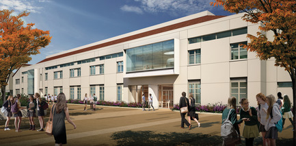 Dossier de presse | 2757-05 - Communiqué de presse | Parallax Architects and The Archer School for Girls Unveil "Archer Forward," a 21stCentury Campus Master Planwith an Historic Mission - Parallax Architects - Architecture institutionnelle -  New Academic Center addition to Archer’s existing historic building. - Crédit photo :  &nbsp;Parallax Architects/Shimahara Illustration  