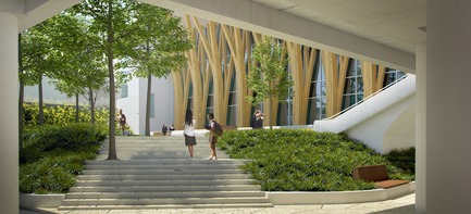 Dossier de presse | 2757-05 - Communiqué de presse | Parallax Architects and The Archer School for Girls Unveil "Archer Forward," a 21stCentury Campus Master Planwith an Historic Mission - Parallax Architects - Architecture institutionnelle -  The North Garden, as seen from the underground arrival area. - Crédit photo :  &nbsp;Parallax Architects/Shimahara Illustration  