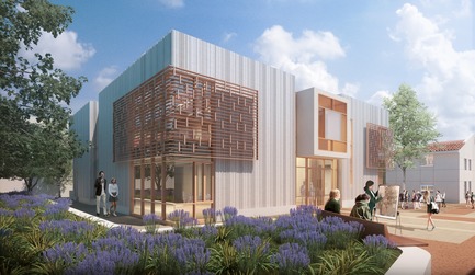 Dossier de presse | 2757-05 - Communiqué de presse | Parallax Architects and The Archer School for Girls Unveil "Archer Forward," a 21stCentury Campus Master Planwith an Historic Mission - Parallax Architects - Architecture institutionnelle -  Visual Arts Center, as seen from the campus plaza. - Crédit photo :  &nbsp;Parallax Architects/Shimahara Illustration  