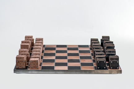 Press kit | 2350-02 - Press release | Elena Vandelli Ηandcrafted Design - Elena Vandelli, Architect and Designer - Fashion Design -  Leather Chess, &nbsp;board and pieces, overview  - Photo credit:  @ George Messaritakis  
