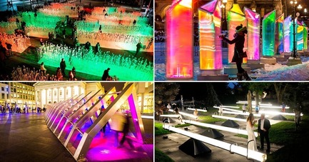 Press kit | 583-19 - Press release | Six Works Produced by the Partnership Have Toured to 20 Cities in the Last Year - Quartier des spectacles Partnership - Art - From left and up : "Entre les rangs", KANVA, Cergy Pontoise 2016, photo: L. Defrocourt&nbsp;/ "Prismatica", Raw design in collaboration with ATOMIC3, Ottawa 2016, photo: Doublespace&nbsp;/ "Iceberg" de ATOMIC3, Brussels 2014, photo: Eventattitude&nbsp;/ "Impulse", Lateral Office &amp; CS Design, Hamilton Grougs 2017, photo: Proulx - Photo credit: Quartier des Spectacles Partnership / Ian Cameron / Jacques Kuba Séguin
