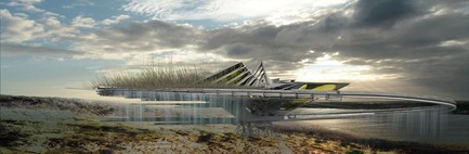Dossier de presse | 2121-08 - Communiqué de presse | Self-Excavation Hurricane House - Margot Krasojević Architects - Architecture résidentielle - Diagrammatic render showing artificial island's helicoid substructure - Crédit photo : Margot Krasojević