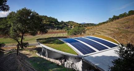 Dossier de presse | 3089-01 - Communiqué de presse | Odette Estate Winery - Signum Architecture LLP - Architecture industrielle - Solar panels and a living roof contribute to the project's LEED Gold certification. - Crédit photo : Adrian Gregorutti