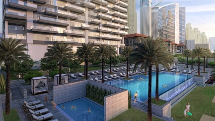 Press kit | 2318-01 - Press release | 1/JBR: Minimalist Opulence - EDGE - Residential Architecture - 1/JBR Pool Area<br> - Photo credit: EDGE | www.edgedesign.ae