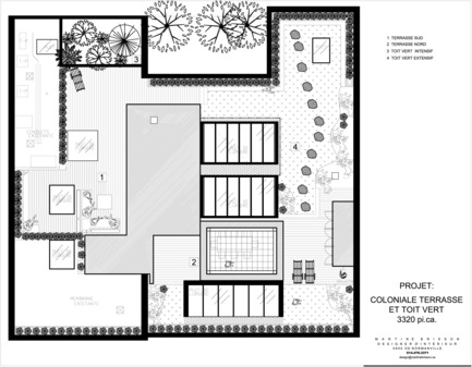 Press kit | 1054-01 - Press release | White canvas on a green roof - Martine Brisson designer d'intérieur - Residential Interior Design