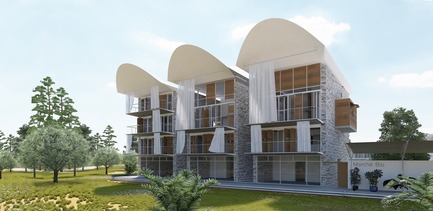 Dossier de presse | 1136-07 - Communiqué de presse | L'Agora Rurale de Sarah Mag Toumi de Bir Sallah(El Hencha), Tunisie - Philippe Barriere Collective Tn (PB+Co) - Architecture commerciale -    Eco Habitat Hybride à Multiples Usages: (surface: 1614 m2).<br> Model d’Habitat collectif alternatif de construction hybride (tradition/innovation) pouvant servir d’exemple pour revivifier le milieu rural et les petites villes des régions. <br>Ce modèle prend en considération les acquis de la construction traditionnelle et des matériaux locaux&nbsp; avec ceux de l’innovation liée aux nouvelles technologies et des nouveaux matériaux pour les remettre aux normes locales<br><br>RDC : Commerces - Services&nbsp;(surface : 431 m2) -&nbsp;&nbsp;&nbsp;<br>- Cabinet médical&nbsp;(dentiste-médecin généraliste-gynécologue)&nbsp;<br>- Pharmacie&nbsp;(consultation infirmière) +Boutique artisanal/&nbsp;épicerie.<br>- Marcher produits biologiques produits sur place.<br><br>Complexes de logements sur 3 étages:&nbsp; 7 appartements (surface:1183 m2)-&nbsp;<br>- 3 Studios (surface : 101 m2)&nbsp;<br>- 2, 4 Pièces (2/3 chambres, surface : 165 m2)<br>- 2 Duplex&nbsp; (4/5 chambres, surface: 271 m2)<br>     - Crédit photo : Yosri Boukadida
