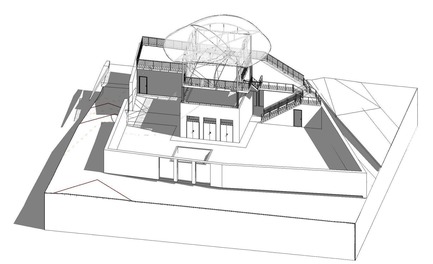 Dossier de presse | 1136-07 - Communiqué de presse | L'Agora Rurale de Sarah Mag Toumi de Bir Sallah(El Hencha), Tunisie - Philippe Barriere Collective Tn (PB+Co) - Architecture commerciale -  Coffee Shop axonométrie  - Crédit photo : Philippe Barrière Collective