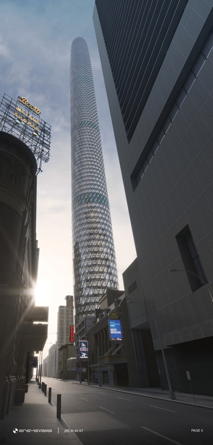 Press kit | 3158-01 - Press release | 265 West 45th Street - RB Systems - Commercial Architecture - A view from near the crossing of Broadway &amp; 45th Street<br> - Photo credit: RB Systems<br>