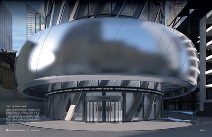 Press kit | 3158-01 - Press release | 265 West 45th Street - RB Systems - Commercial Architecture - "Halo" entrance canopy<br> - Photo credit: RB Systems<br>