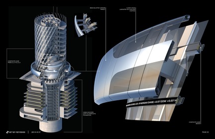 Press kit | 3158-01 - Press release | 265 West 45th Street - RB Systems - Commercial Architecture - Base of tower<br> - Photo credit: RB Systems<br>