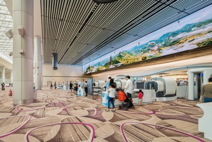 Press kit | 1089-04 - Press release | Moment Factory Was Commissioned by Singapore’s Changi Airport Group to Create Major New Experiential Media Features - Moment Factory - Multimedia Design - The Panorama - Security Zone - Photo credit: Moment Factory