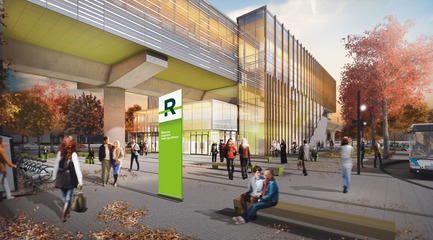 Dossier de presse | 865-32 - Communiqué de presse | Ambitieux et évocateur, le concept architectural et paysager du REM transformera le paysage urbain du Grand Montréal - Lemay - Design urbain -  REM - Station Kirkland  - Crédit photo : Réseau express métropolitain (REM)