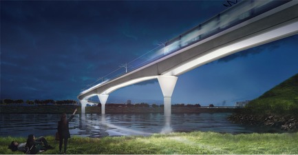 Dossier de presse | 865-32 - Communiqué de presse | Ambitieux et évocateur, le concept architectural et paysager du REM transformera le paysage urbain du Grand Montréal - Lemay - Design urbain -  REM - Pont  - Crédit photo : Réseau express métropolitain (REM)