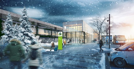 Dossier de presse | 865-32 - Communiqué de presse | Ambitieux et évocateur, le concept architectural et paysager du REM transformera le paysage urbain du Grand Montréal - Lemay - Design urbain -  REM - Station Du Ruisseau  - Crédit photo : Réseau express métropolitain (REM)