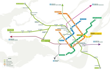 Dossier de presse | 865-32 - Communiqué de presse | Ambitieux et évocateur, le concept architectural et paysager du REM transformera le paysage urbain du Grand Montréal - Lemay - Design urbain -   REM - Carte - Réseau - Anglais  - Crédit photo : Réseau express métropolitain (REM)
