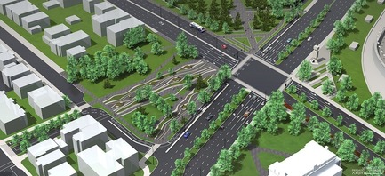 Dossier de presse | 2366-02 - Communiqué de presse | Un graphisme fort pour le parc Guido-Nincheri à Montréal - civiliti - Design urbain - Axonométrie montrant les modifications proposées au site - Crédit photo : civiliti
