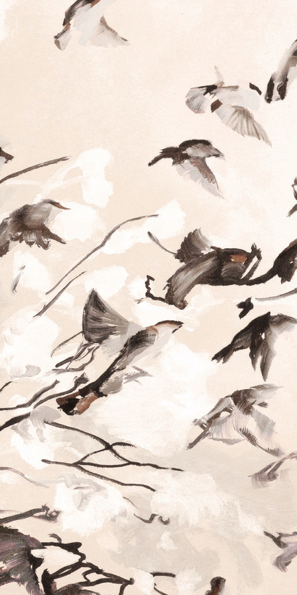 Dossier de presse | 3279-02 - Communiqué de presse | FEATHR Launches New Wallpaper Collection Featuring the Remarkable Landscape Paintings of Tamara Piilola - FEATHR - Design d’intérieur résidentiel - Ornament wall mural in Sandstorm (detail) - Crédit photo : Tamara Piilola/FEATHR.com