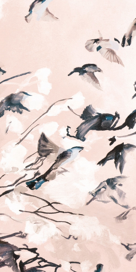 Dossier de presse | 3279-02 - Communiqué de presse | FEATHR Launches New Wallpaper Collection Featuring the Remarkable Landscape Paintings of Tamara Piilola - FEATHR - Design d’intérieur résidentiel - Ornament wall mural in Terracotta (detail) - Crédit photo : Tamara Piilola/FEATHR.com