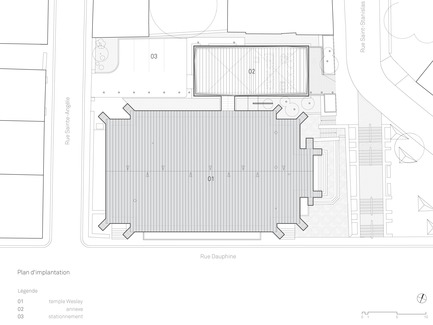 Dossier de presse | 721-07 - Communiqué de presse | Maison de la littérature - Chevalier Morales - Architecture institutionnelle - Plan d'implantation - Crédit photo : Chevalier Morales Architectes