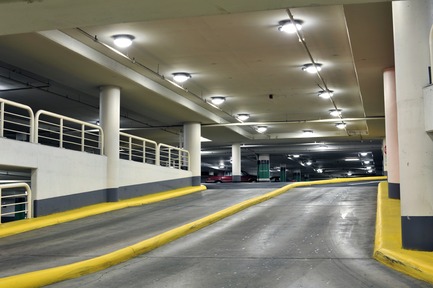 Press kit | 2124-02 - Press release | IESBC Announces its 2018 ‘Vision Awards’ for Best Lighting Design in BC, Canada - IESBC - Lighting Design -         Metrotown Parkade Lighting Upgrade -&nbsp;        “After” image of a parkade ramp with new light-emitting diode (LED) fixtures. Yellow safety features, stop signs, and pedestrians are now highly visible to drivers. - Photo credit:         Dmitri Eliasov