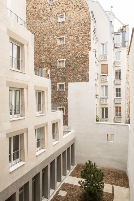Dossier de presse | 3378-01 - Communiqué de presse | Social Housing Units in Massive Stone - Barrault Pressacco architectes - Architecture résidentielle - Barrault Pressacco - Oberkampf - Terrasses en gradins - Crédit photo :  (c)Giaime-Meloni 