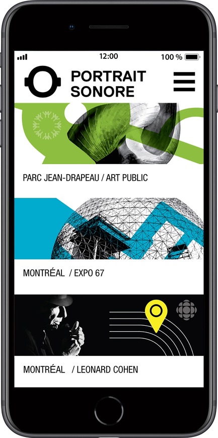 Dossier de presse | 2390-01 - Communiqué de presse | Portrait Sonore lance sa nouvelle application gratuite sur l’art, l’histoire et l’architecture - Portrait Sonore - Design multimédia - Capture d'écran de l'application Portrait Sonore. - Crédit photo : ©&nbsp;Portrait Sonore, 2018