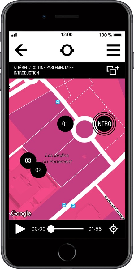 Dossier de presse | 2390-01 - Communiqué de presse | Portrait Sonore lance sa nouvelle application gratuite sur l’art, l’histoire et l’architecture - Portrait Sonore - Design multimédia - Capture d'écran de l'application Portrait Sonore. - Crédit photo : ©&nbsp;Portrait Sonore, 2018