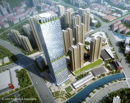 Dossier de presse | 3258-03 - Communiqué de presse | John Portman & Associates Unveils Design for Super Tall Tower in Wuxi, China - John Portman & Associates - Concours - Crédit photo : John Portman &amp; Associates