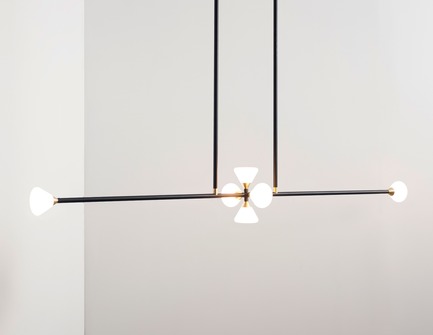 Press kit | 1895-04 - Press release | L A M P Finalists Announced for Fifth Annual International Lighting Design Competition - L A M P (Lighting Architecture Movement Project) - Lighting Design -          Apollo Chandelier by Taylor McKenzie-Veal from Chicago IL and New York, USA. Concept: The Apollo Chandelier features an symmetrical array of LED lights housed within glass and brass shades that seamlessly blend with the structure of the fixture. The shades span out from a central point as if on a linear trajectory in each cardinal direction.&nbsp;  - Photo credit:  L A M P&nbsp; 
