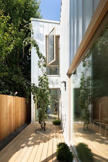 Press kit | 1876-01 - Press release | Unlikely Vancouver Lot Spurs Innovative House Design by Falken Reynolds Interiors - Falken Reynolds Interiors - Residential Interior Design -  Courtyard bringing light into the centre of the structure - Photo credit:  Ema Peter 
