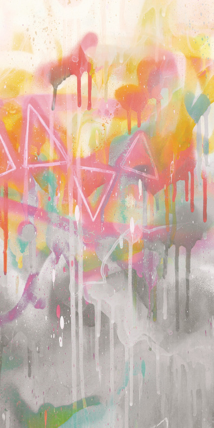 Dossier de presse | 3279-04 - Communiqué de presse | FEATHR & Artist Lee Herring Collaborate On New Wallpaper Collection - FEATHR - Design d’intérieur résidentiel - Glowing Shards in Nordic Grey (detail) - Crédit photo : Lee Herring