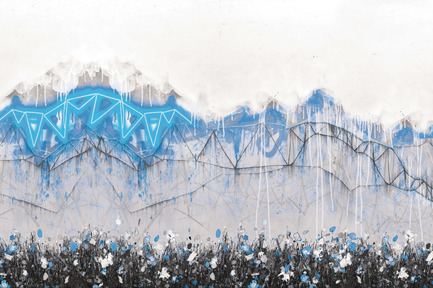 Dossier de presse | 3279-04 - Communiqué de presse | FEATHR & Artist Lee Herring Collaborate On New Wallpaper Collection - FEATHR - Design d’intérieur résidentiel - Neon Bunting in Electric Blue - Crédit photo : Lee Herring
