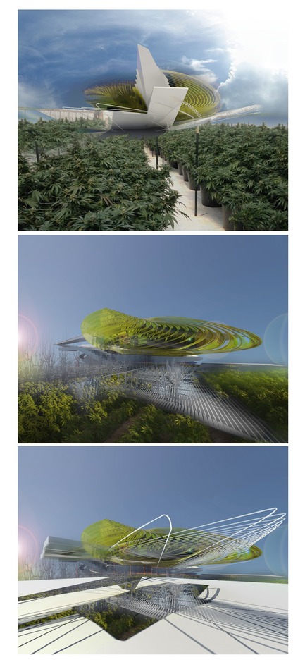 Press kit | 2121-10 - Press release | Sustainable Hemp and Medical Cannabis Farm - Margot Krasojević Architects - Industrial Architecture - Exterior harvesting landscape - Photo credit: Margot Krasojević