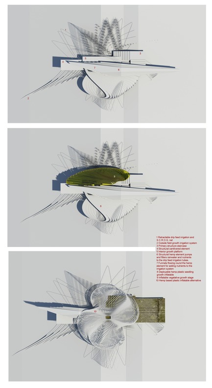 Press kit | 2121-10 - Press release | Sustainable Hemp and Medical Cannabis Farm - Margot Krasojević Architects - Industrial Architecture - Plan of deployable greenhouse&nbsp; - Photo credit: Margot Krasojević