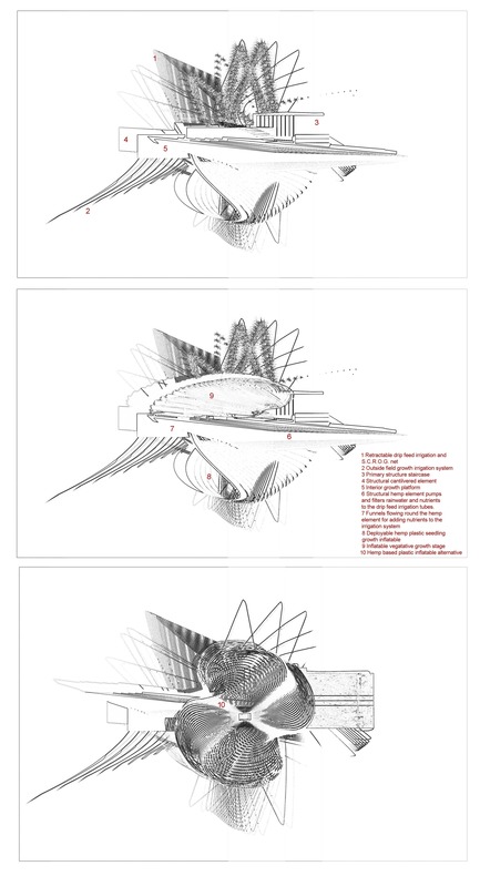 Press kit | 2121-10 - Press release | Sustainable Hemp and Medical Cannabis Farm - Margot Krasojević Architects - Industrial Architecture - Sequence configuration plans - Photo credit: Margot Krasojević