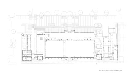 Dossier de presse | 769-06 - Communiqué de presse | Manège militaire Voltigeurs de Québec: la réhabilitation d’un joyau historique où dialoguent  architecture patrimoniale et contemporaine - A49 / DFS / STGM architectes en consortium - Architecture institutionnelle - Plan du rez-de-chaussée - Crédit photo : A49 / DFS / STGM
