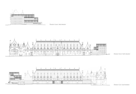 Dossier de presse | 769-06 - Communiqué de presse | Manège militaire Voltigeurs de Québec: la réhabilitation d’un joyau historique où dialoguent  architecture patrimoniale et contemporaine - A49 / DFS / STGM architectes en consortium - Architecture institutionnelle - Élévations - Crédit photo : A49 / DFS / STGM