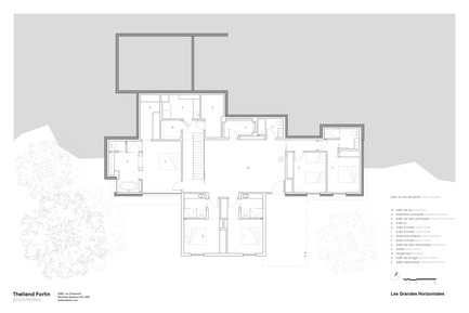 Dossier de presse | 1572-02 - Communiqué de presse | Les Grandes Horizontales - Thellend Fortin Architectes - Architecture résidentielle - plan du rez-de-jardin - Crédit photo : Thellend Fortin Architectes