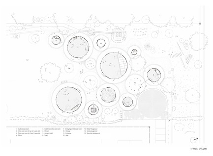 Dossier de presse | 3544-04 - Communiqué de presse | Muku Nursery School - Tezuka Architects - Architecture commerciale - Ground Floor Plan S:1/200 - Crédit photo :  Tezuka Architects<br> 