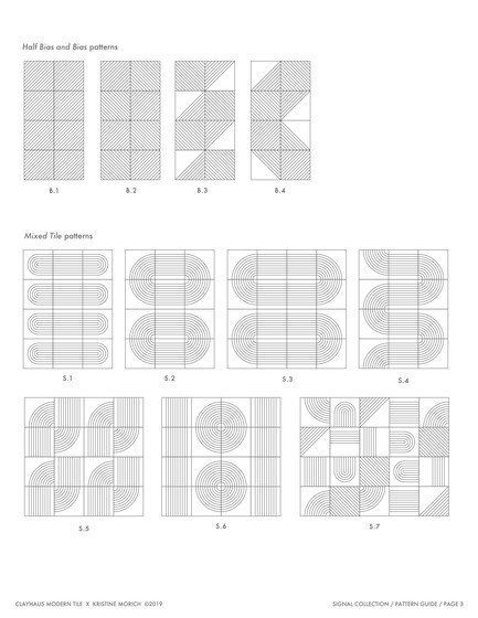 Press kit | 3895-01 - Press release | Signal Tile - Kristine Morich X Clayhaus Modern Tile - Product -  Signal Tile | Kristine Morich X Clayhaus Modern Tile | Pattern Guide 03 - Photo credit: Kristine Morich